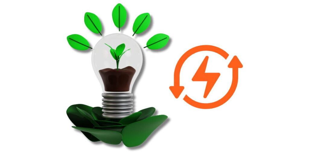 Lâmpada com planta simbolizando eficiência energética e descarbonização na automação industrial.