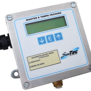 Manômetro digital Santec SMD-02 com display, ideal para controle em sistemas pneumáticos e automação industrial.