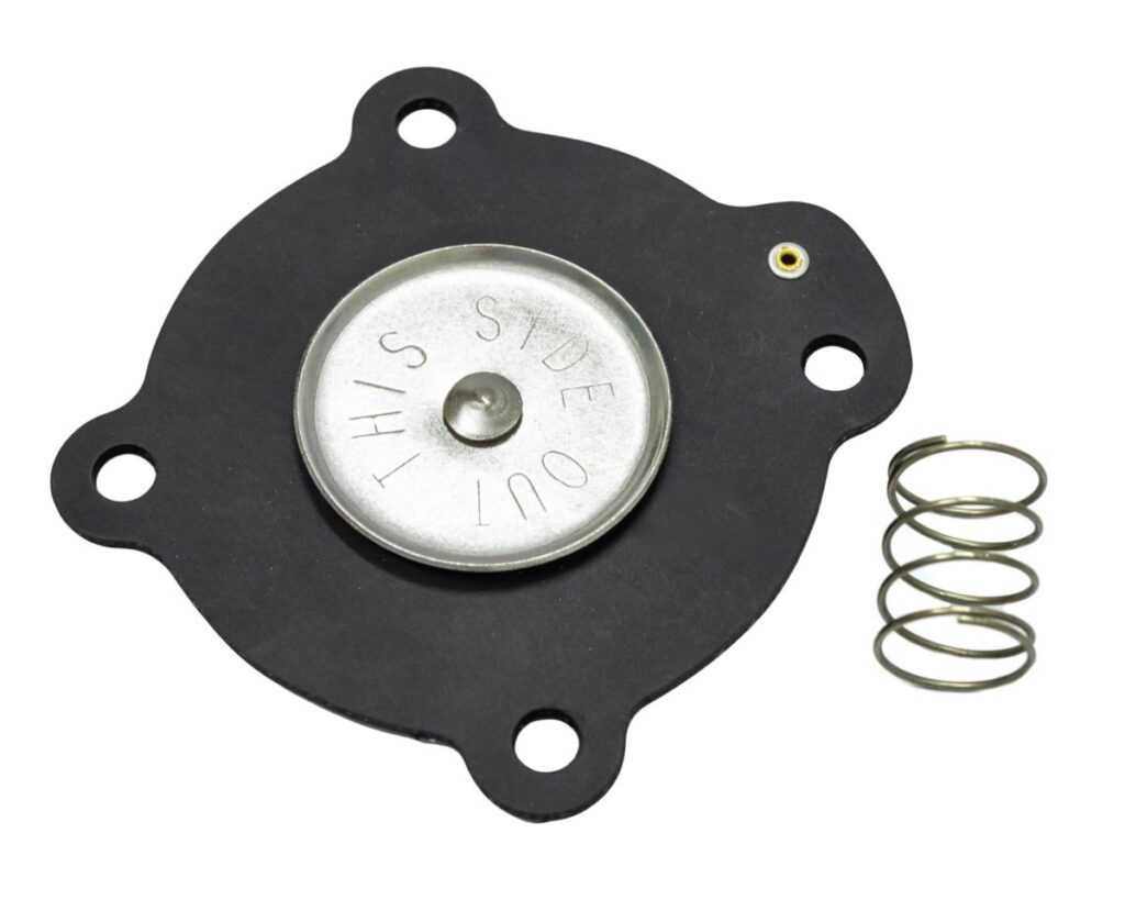 Diafragma de válvula BSP de 1 pol. com mola, ideal para reparo em sistemas pneumáticos e automação industrial.