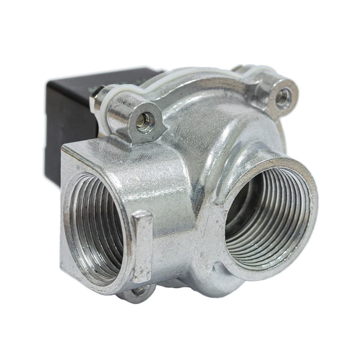 Válvula pneumática de diafragma BSP de 1 pol. para filtros, com conexão rosca fêmea e bobina de 24VCC, 110VCC ou 220VCC.